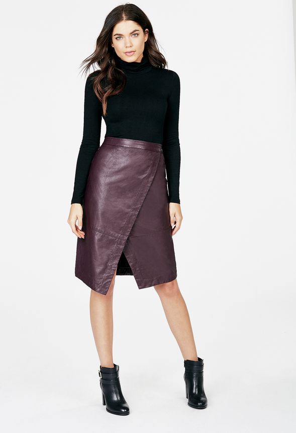 Faux Leather Wrap SKirt