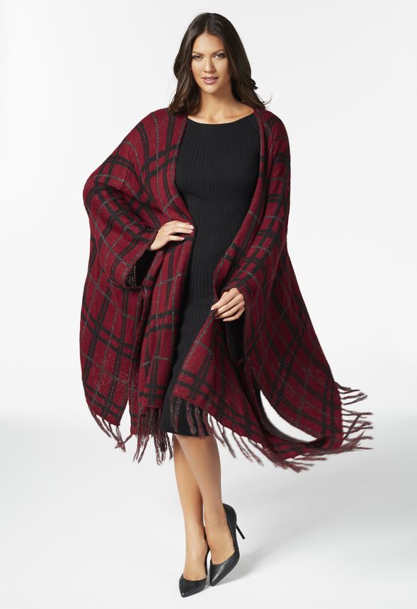 Plaid Fringe Cape